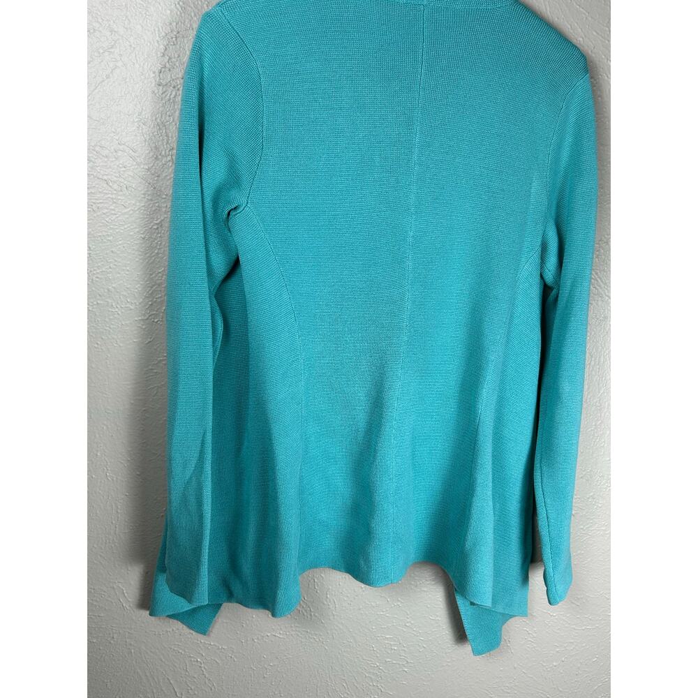 Eileen Fisher Size PP Petite XS Cardigan Teal Knit Sweater Waterfall TINY FLAW - Picture 10 of 12